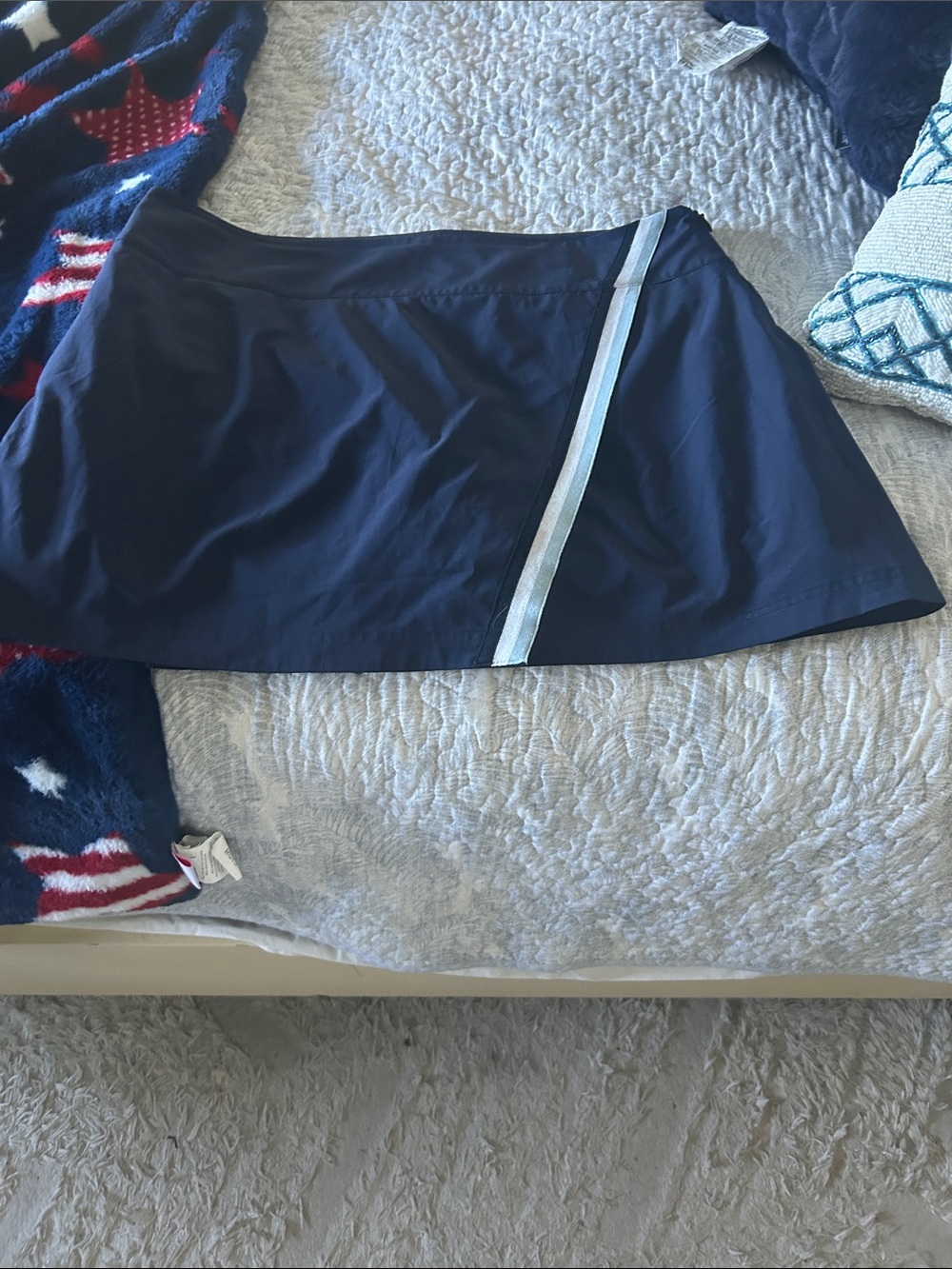 Vineyard Vines Navy Mini Skirt with Light Silver Stripe